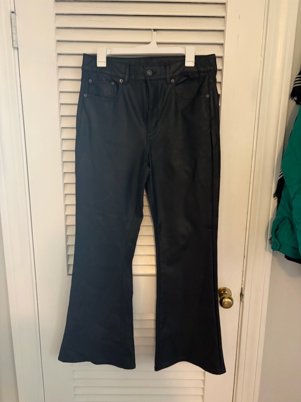 Faux leather flare pants
